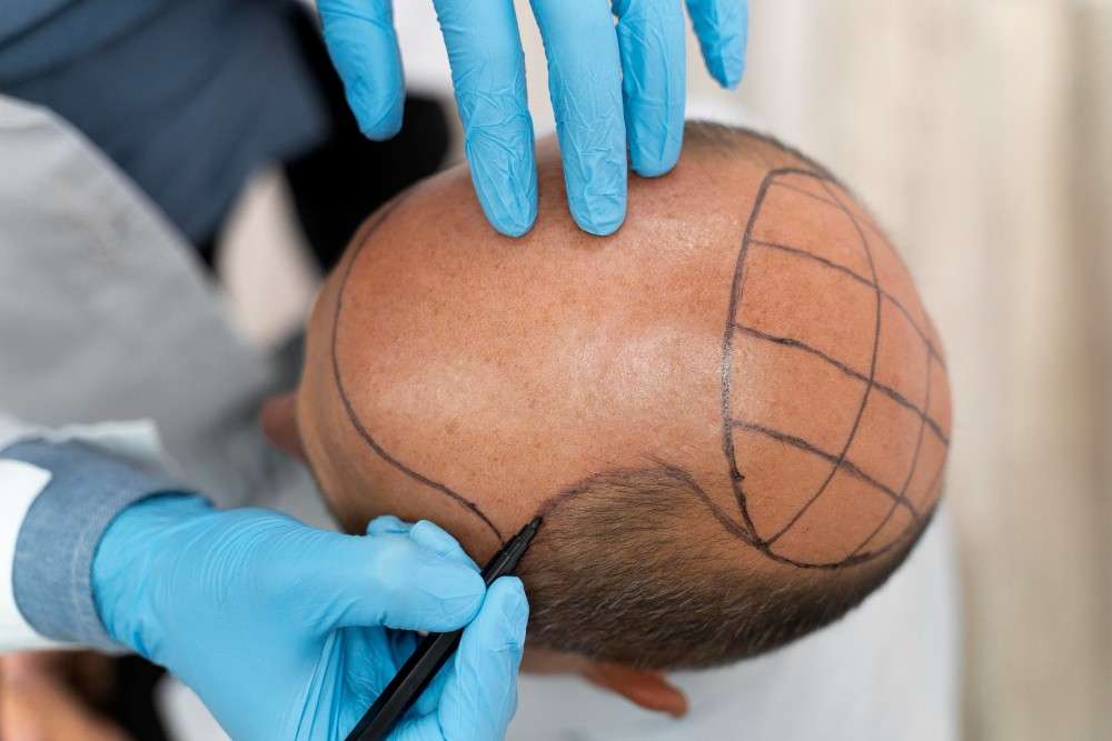 Photo illustrating a modern hair transplant procedure in Albania.